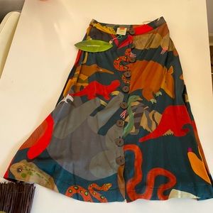 Beautiful tropical Farm Brazil skirt with wooden beads.